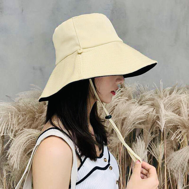 レディース ハット 帽子 UVカット つば広 日焼け防止 小顔効果 黒 レディースの帽子(ハット)の商品写真