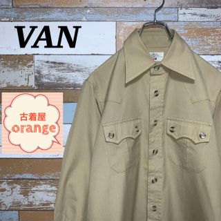 【90s】VAN シャツ　長袖　トップス　シンプルデザイン(シャツ)