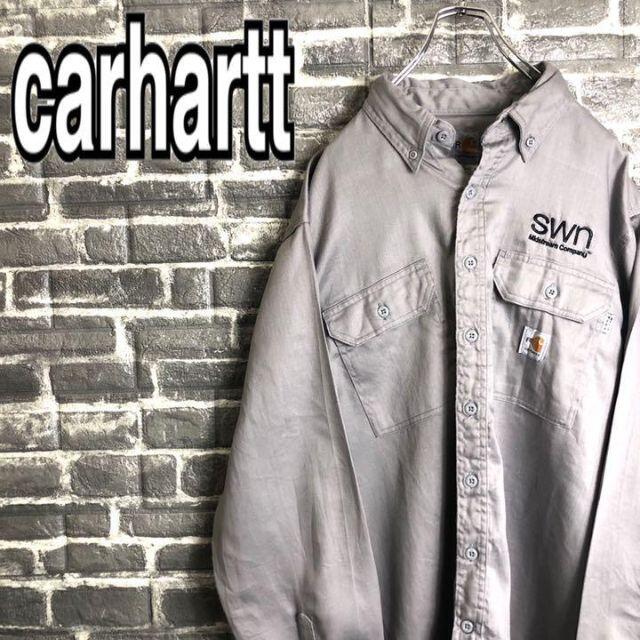 carhartt(カーハート)のカーハート☆ワークシャツ 古着 ゆるだぼ ワンポイントロゴ 刺繍ロゴ h81 メンズのトップス(シャツ)の商品写真