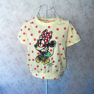 リンジィ(Lindsay)の〈ほぼ新品〉lindsay ドット柄ミニーTシャツ L 黄色(Tシャツ(半袖/袖なし))