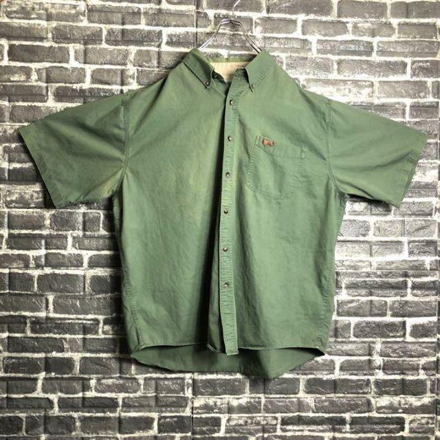 carhartt(カーハート)のカーハート☆ワークシャツ ゆるだぼ 古着 90s 緑 ワンポイントロゴ h46 メンズのトップス(シャツ)の商品写真