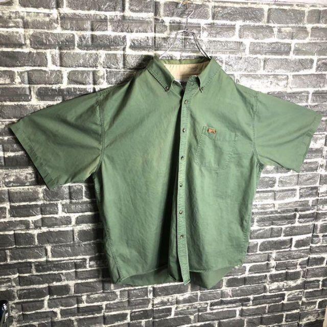 carhartt(カーハート)のカーハート☆ワークシャツ ゆるだぼ 古着 90s 緑 ワンポイントロゴ h46 メンズのトップス(シャツ)の商品写真