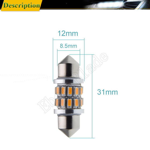 LED t10×31 3014-24SMD super Amber 1pcs 自動車/バイクの自動車(汎用パーツ)の商品写真