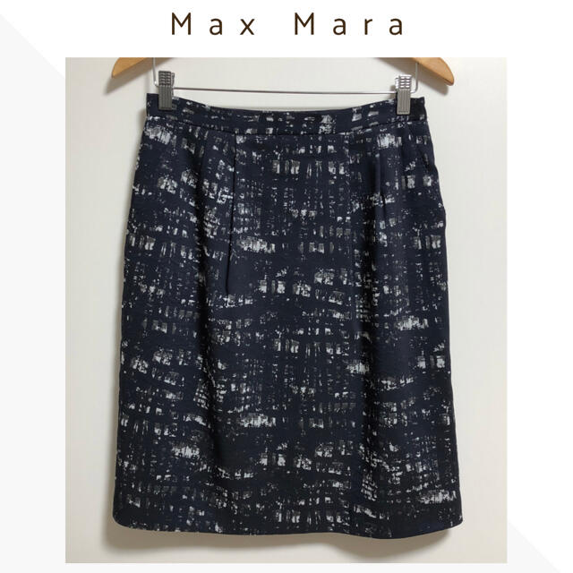 【美品】Max Mara〈マックスマーラ〉ストレッチ サテンジャガード スカート