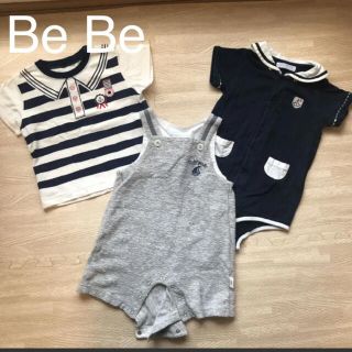 ベベ(BeBe)のBe be マリン風　ショートオール　ロンパース　Tシャツ(ロンパース)