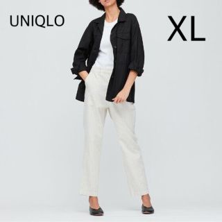 ユニクロ(UNIQLO)の【未使用】UNIQLO　リネンコットンシャツジャケット　（ブラック）(その他)