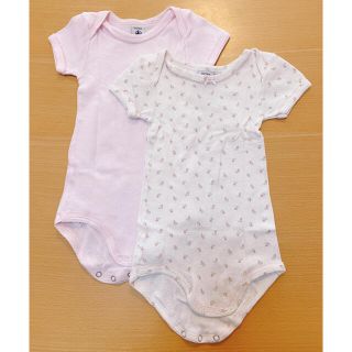 プチバトー(PETIT BATEAU)のプチバトー　半袖ロンパース　2枚セット　12m/74cm(ロンパース)