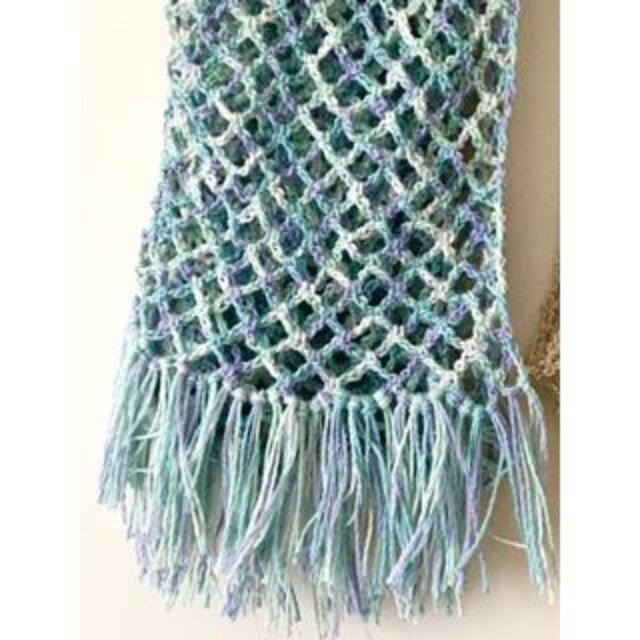 ネット編みの透かしストール ハンドメイドのファッション小物(マフラー/ストール)の商品写真