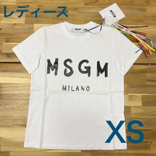 エムエスジイエム(MSGM)の新品　MSGM エムエスジーエム　ロゴTシャツ　レディース　半袖　ホワイト白XS(Tシャツ(半袖/袖なし))