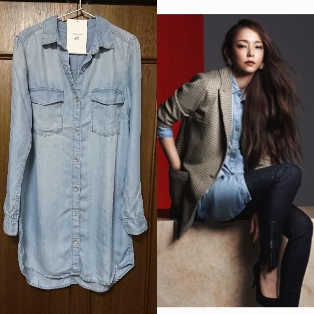 H&M(エイチアンドエム)の安室奈美恵 さんコラボ商品 デニムシャツ H＆M レディースのトップス(シャツ/ブラウス(長袖/七分))の商品写真