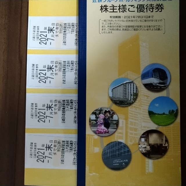 近鉄グループホールディングス 株主優待券 2021年7月31日まで チケットの乗車券/交通券(鉄道乗車券)の商品写真