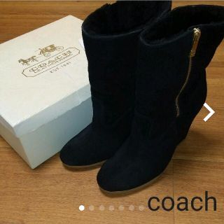 美品◎COACH 2way ウェッジ スウェード ブーツ