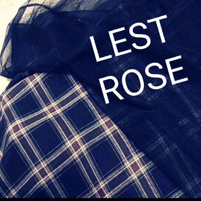 L'EST ROSE(レストローズ)のGWSALE　美品　ウエストゴム　レストローズ　チェック紺チュールスカート レディースのスカート(ひざ丈スカート)の商品写真