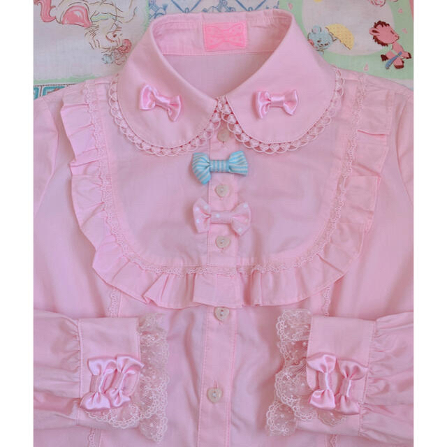 Angelic Pretty(アンジェリックプリティー)のAngelic Pretty リボンブラウス(濃ピンク) レディースのトップス(シャツ/ブラウス(長袖/七分))の商品写真