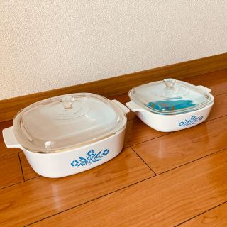 パイレックス(Pyrex)のパイロセラム　角型　キャニスター　ブルーコーンフラワーセット(鍋/フライパン)