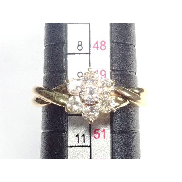 238.K18 指輪 ダイヤモンドリング D 0.52ct 花 Ring 9号 5