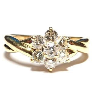 238.K18 指輪 ダイヤモンドリング D 0.52ct 花 Ring 9号(リング(指輪))