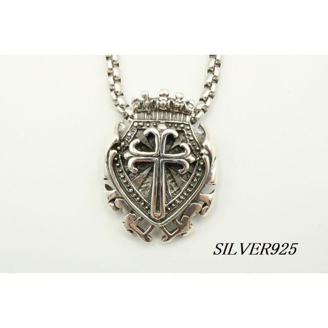 60cmトップ【E-411②】SILVER925 クロス エンブレム モチーフ ネックレス