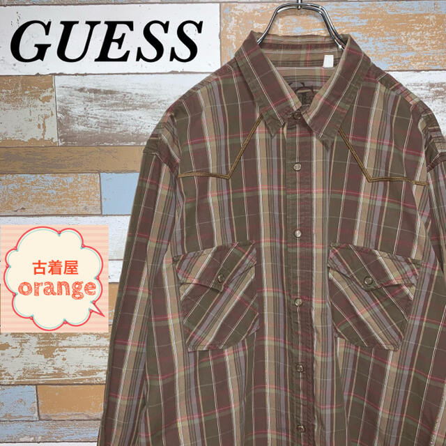 GUESS(ゲス)の【90s】GUESS ゲスシャツ　長袖　裏刺繍デザイン　オーバーサイズ メンズのトップス(シャツ)の商品写真