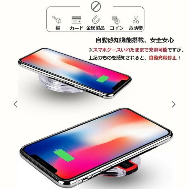 2021年　最新版　１個♪ワイヤレス充電器 Qi対応 おくだけ充電　充電パッド スマホ/家電/カメラのスマートフォン/携帯電話(バッテリー/充電器)の商品写真