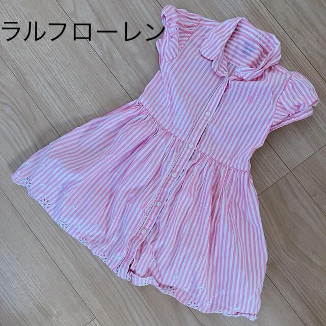 Ralph Lauren(ラルフローレン)のラルフローレン　シャツワンピース　ストライプ　24M キッズ/ベビー/マタニティのキッズ服女の子用(90cm~)(ワンピース)の商品写真