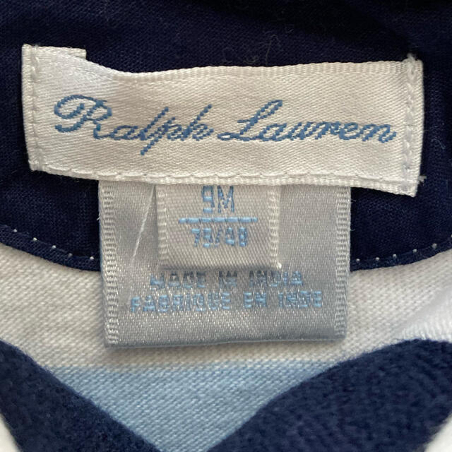 Ralph Lauren(ラルフローレン)のお値下げ！お買い得！ラルフ　襟付き　ボーダー　ロンパース　ショートオール　半袖 キッズ/ベビー/マタニティのベビー服(~85cm)(ロンパース)の商品写真