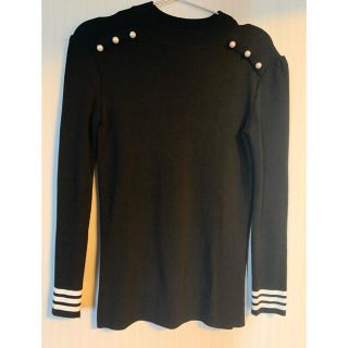 バーニーズニューヨーク(BARNEYS NEW YORK)のボーダーズ完売人気ニット　パールブラック(カットソー(長袖/七分))