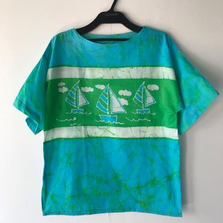 パナマボーイ(PANAMA BOY)のヨット柄タイダイシャツTシャツ古着シャツ素材ビーチカバーアップ(シャツ/ブラウス(半袖/袖なし))