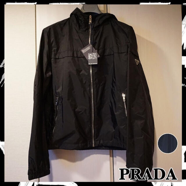 PRADA(プラダ)の新品PRADAナイロンパーカー 黒48size三角ロゴパッチ SGA466 メンズのジャケット/アウター(ナイロンジャケット)の商品写真