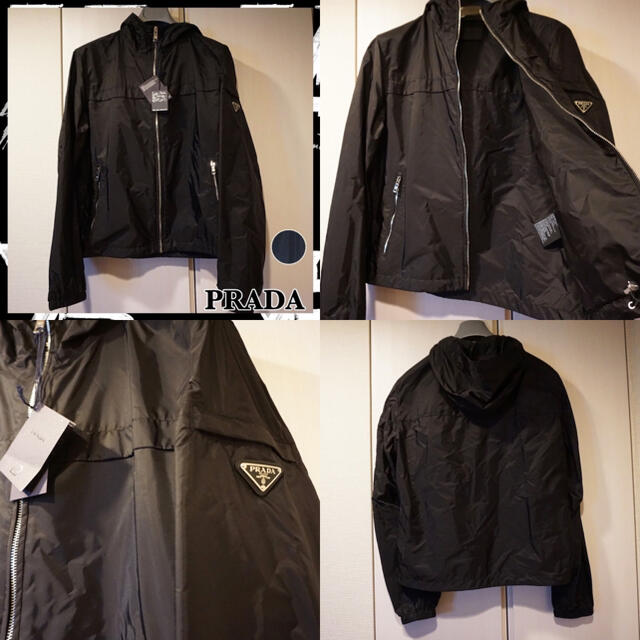 PRADA(プラダ)の新品PRADAナイロンパーカー 黒48size三角ロゴパッチ SGA466 メンズのジャケット/アウター(ナイロンジャケット)の商品写真