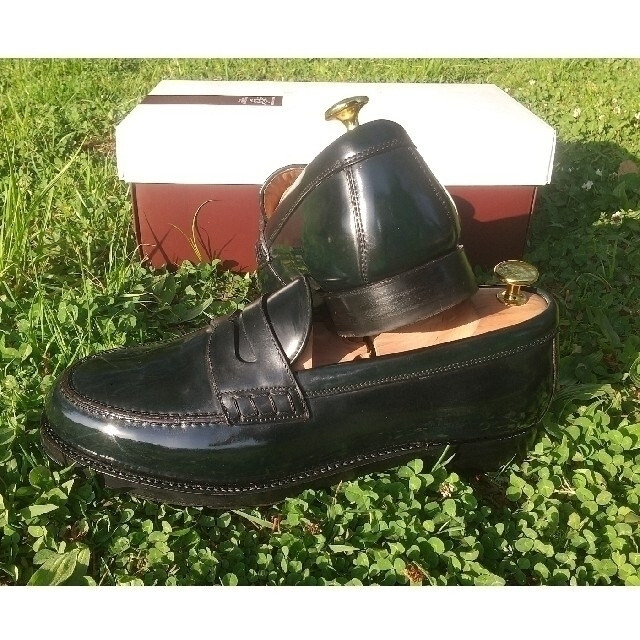 Alden(オールデン)の美品 HEINRICH DINKELACKER コードバン ネイビー ローファー メンズの靴/シューズ(ドレス/ビジネス)の商品写真