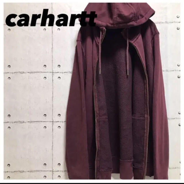 carhartt(カーハート)のcarharttカーハート•ジップアップパーカー•フーディ•L•ワインレッド メンズのトップス(パーカー)の商品写真