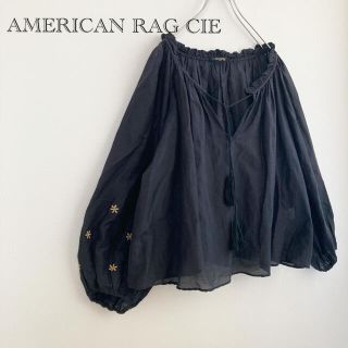 アメリカンラグシー(AMERICAN RAG CIE)の★アメリカンラグシー★コットンシルク袖刺繍ブラウス ブラック(シャツ/ブラウス(長袖/七分))