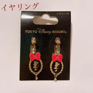 ディズニー(Disney)の【新品未使用】ディズニーリゾート　ミニー　イヤリング　ピンクゴールド　リボン(イヤリング)