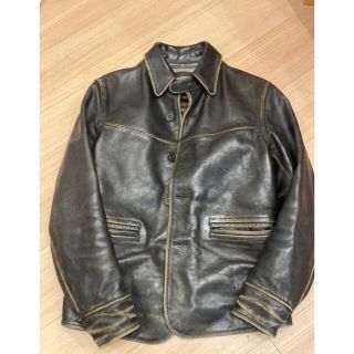 ダブルアールエル(RRL)の稀少　美品　RRL ダブルアールエル　レザーカーコート　黒革　カーコート(レザージャケット)