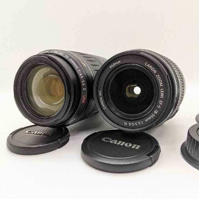 注目ショップ 【美品】Canon EF-S18-55 USM Ⅱ 55-250 EF & IS レンズ(ズーム)