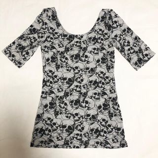 エイチアンドエム(H&M)の未使用 スカル柄 Tシャツ H&M グレー×ブラック S(Tシャツ(半袖/袖なし))