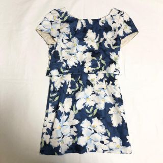 ザラ(ZARA)の未使用 定価¥19,800 LDプライム エレガント花柄ワンピース　ブルー(ミニドレス)