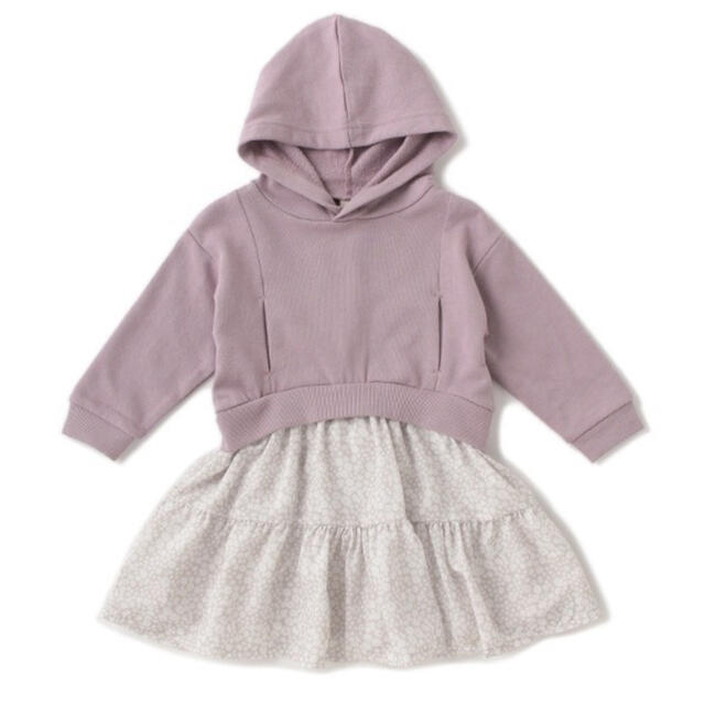 petit main(プティマイン)のパーカードッキングワンピース(90) キッズ/ベビー/マタニティのキッズ服女の子用(90cm~)(ワンピース)の商品写真