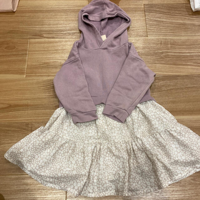 petit main(プティマイン)のパーカードッキングワンピース(90) キッズ/ベビー/マタニティのキッズ服女の子用(90cm~)(ワンピース)の商品写真