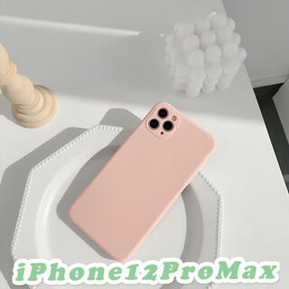 【新品】iPhone12proMaxカバー　ケース　シンプル　ピンク(iPhoneケース)