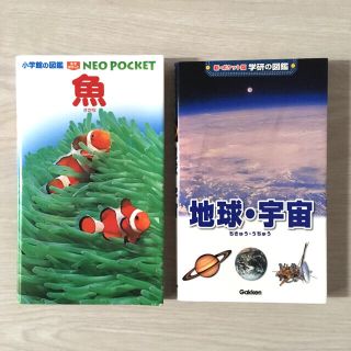 ガッケン(学研)の小学館・学研の図鑑「魚」「地球・宇宙」2点セット(語学/参考書)