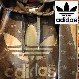 アディダス(adidas)のアディダス オリジナルス 黒 ロゴ 総柄スウェット トレーナー ジャージ SML(トレーナー/スウェット)