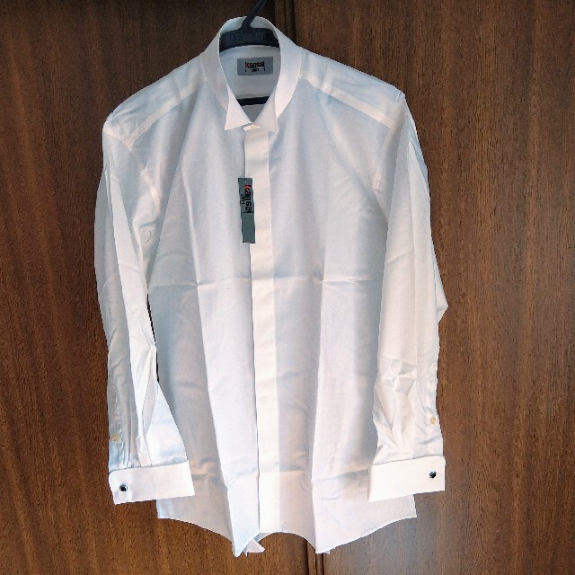 Kansai Yamamoto(カンサイヤマモト)のウイングカラーシャツ  ダブルカフス 立ち襟  M  綿100％  日本製  メンズのトップス(シャツ)の商品写真