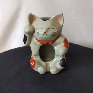 有田焼 三毛 円左ェ門窯 招き猫  灰皿