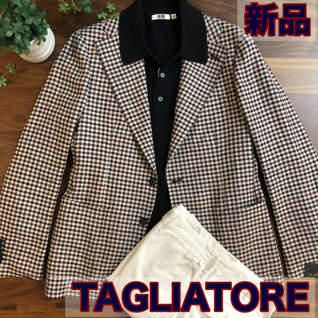 【新品/未使用】TAGLIATOREタリアトーレギンガムチェックジャケット50 メンズのジャケット/アウター(テーラードジャケット)の商品写真