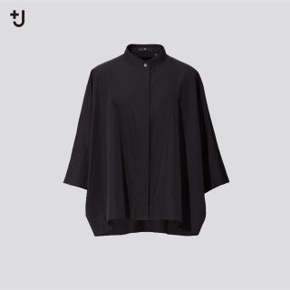 ユニクロ(UNIQLO)のスーピマコットンドルマンスリーブシャツ　Mブラック(シャツ/ブラウス(半袖/袖なし))