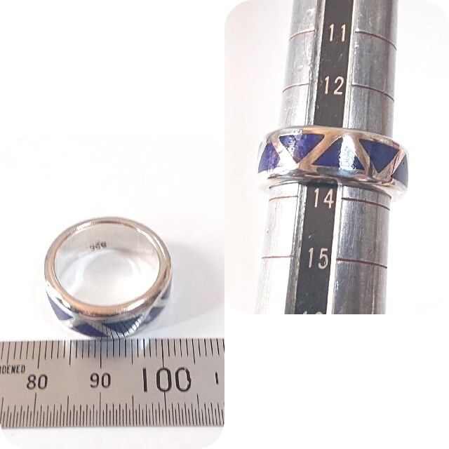 4149 SILVER925 チップインレイ ラピスラズリリング13.5号 瑠璃 メンズのアクセサリー(リング(指輪))の商品写真