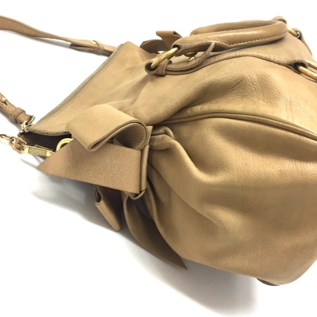 miumiu(ミュウミュウ)のミュウミュウ サイドリボン 2WAY ハンドバッグ ショルダーバッグ ベージュ レディースのバッグ(その他)の商品写真