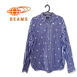 ビームス(BEAMS)のBEAMS HEART ビームス ブロックチェック ドット シャツ ブルー(シャツ)